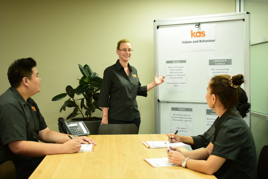 The KAS team having an accounting meeting